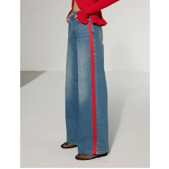 Commense Contrast Side Striped Wide-Leg Jeans NWT, Size M - Picture 7 of 17